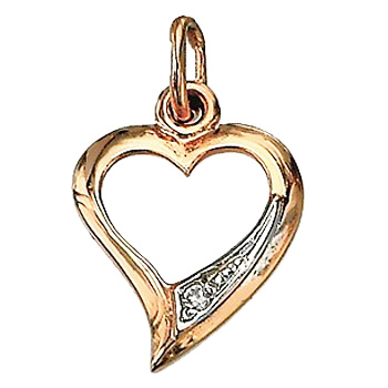 Подвеска Сердце с 1 фианитом из красного золота  (арт. 352125)