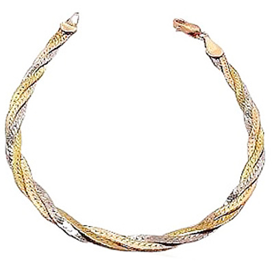 Браслет плетения "Косичка" из комбинированного золота (арт. 356867)