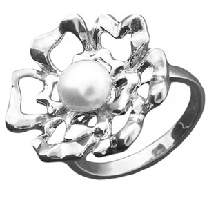 Кольцо Цветок с жемчужинами из серебра 925 пробы (арт. 365411)
