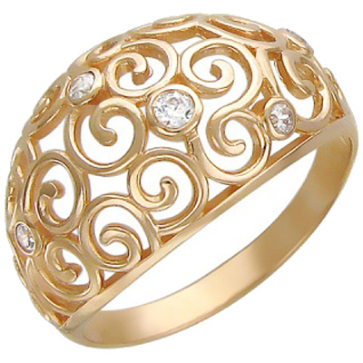 Кольцо с фианитами из красного золота (арт. 366764)