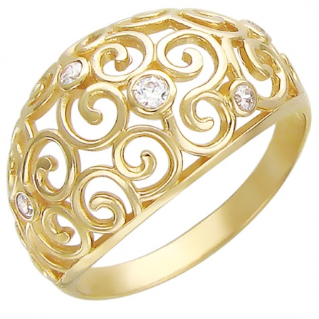 Кольцо с фианитами из желтого золота (арт. 366893)
