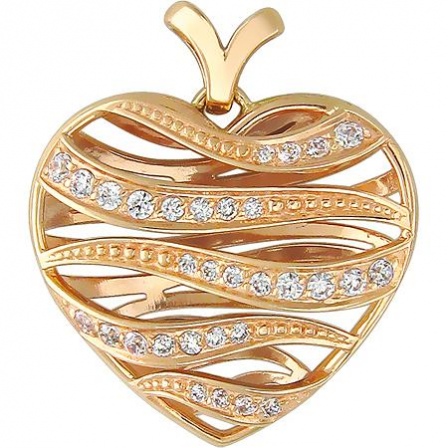 Подвеска Сердце с фианитами из красного золота (арт. 367883)