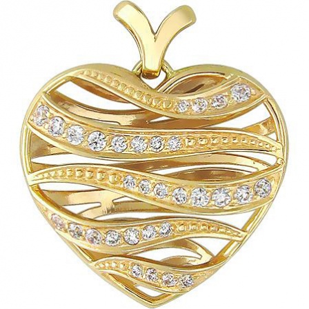 Подвеска Сердце с фианитами из желтого золота (арт. 367964)