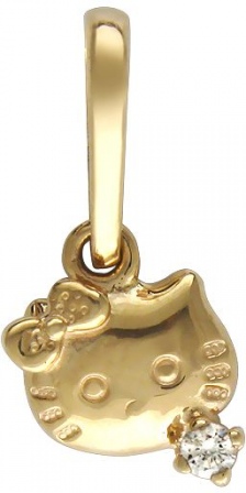 Подвеска Кошка с фианитом из желтого золота (арт. 367974)