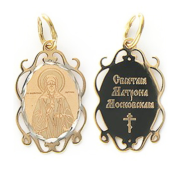 Подвеска-иконка "Святая Матрона Московская" из красного золота (арт. 368501)