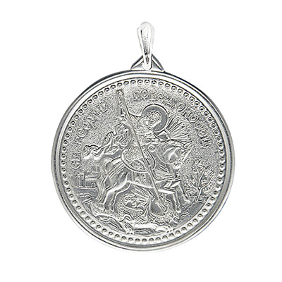 Подвеска-иконка "Георгий Победоносец" из серебра (арт. 374078)