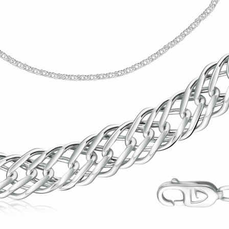 Цепочка плетения "Тройной ромб" из серебра (арт. 384887)