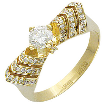 Кольцо с бриллиантом из желтого золота 750 пробы (арт. 421036)