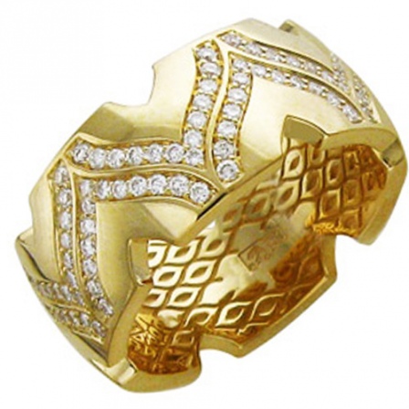 Кольцо с бриллиантами из желтого золота 750 пробы (арт. 421061)