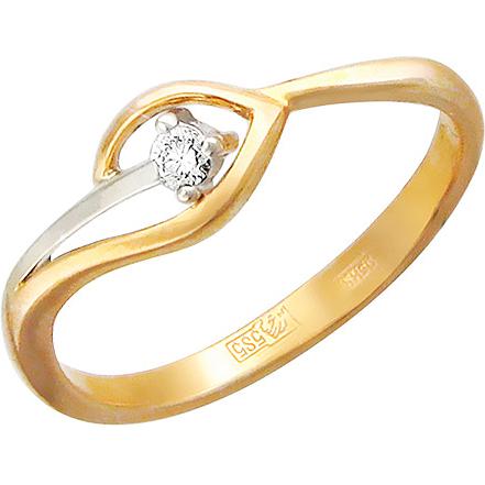 Кольцо с бриллиантом из комбинированного золота (арт. 421114)