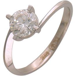 Кольцо с бриллиантом из белого золота 750 пробы (арт. 421154)