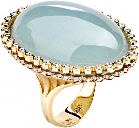 Кольцо с бриллиантами, аквамарином из комбинированного золота 750 пробы (арт. 421269)