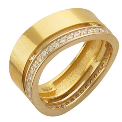 Кольцо с бриллиантами из комбинированного золота 750 пробы (арт. 421380)