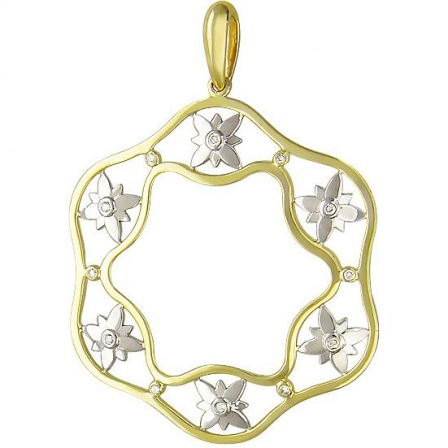 Подвеска Цветок с бриллиантами из комбинированного золота (арт. 421451)