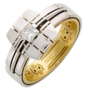 Кольцо с бриллиантом из комбинированного золота 750 пробы (арт. 421812)
