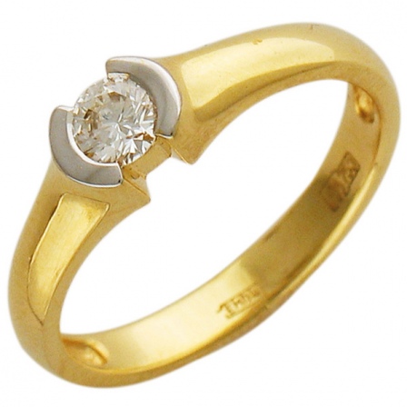 Кольцо с бриллиантом из желтого золота 750 пробы (арт. 421864)