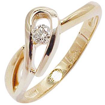 Кольцо с бриллиантом из комбинированного золота 750 пробы (арт. 421911)