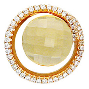 Подвеска с бриллиантами, цитрином из красного золота (арт. 422100)