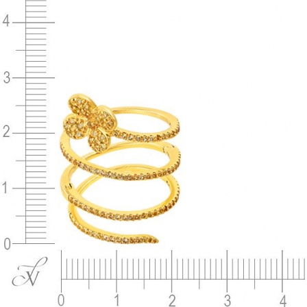 Кольцо Цветок с 112 сапфирами из жёлтого золота (арт. 700022)
