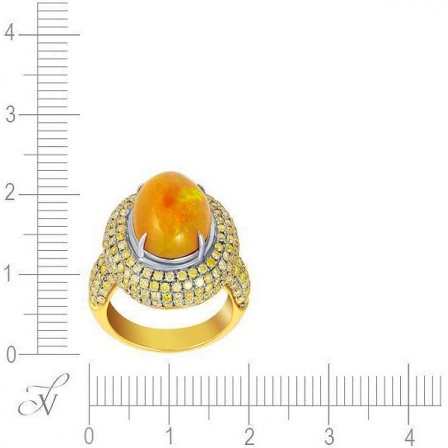 Кольцо с опалом и бриллиантами из жёлтого золота (арт. 700576)