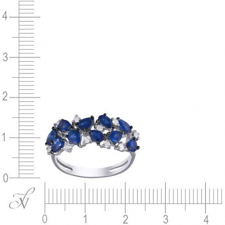 Кольцо с сапфирами и бриллиантами из белого золота (арт. 701118)
