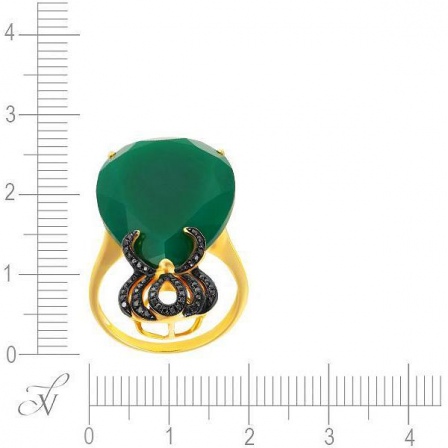 Кольцо с агатом и бриллиантами из жёлтого золота (арт. 701319)