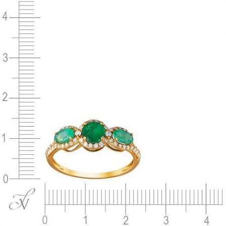 Кольцо с изумрудами и бриллиантами из жёлтого золота (арт. 701332)