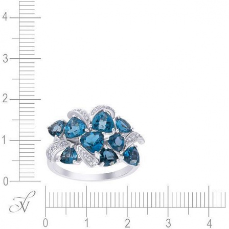 Кольцо с топазами и бриллиантами из белого золота (арт. 702029)