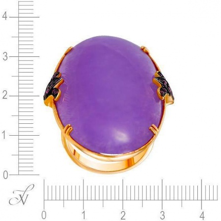 Кольцо с кварцем и рубинами из красного золота (арт. 702522)