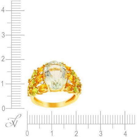 Кольцо с россыпью цветных и драгоценных камней из жёлтого золота (арт. 702813)