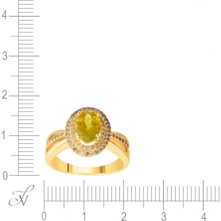 Кольцо с турмалином и бриллиантами из жёлтого золота (арт. 704478)