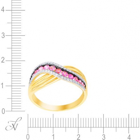 Кольцо с сапфирами и бриллиантами из жёлтого золота (арт. 704785)