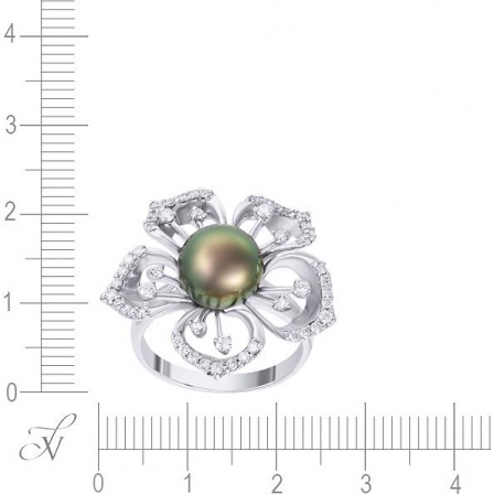 Кольцо с бриллиантами и жемчугом из белого золота (арт. 705123)