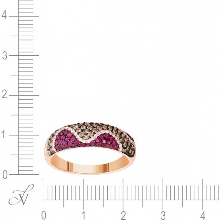 Кольцо с бриллиантами и рубинами из красного золота (арт. 705916)