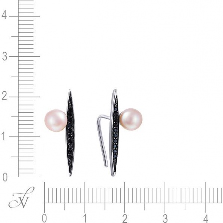 Серьги с жемчугом и фианитами из серебра (арт. 706194)