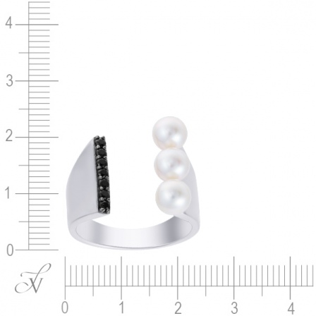 Кольцо с жемчугом и фианитами из серебра (арт. 706195)