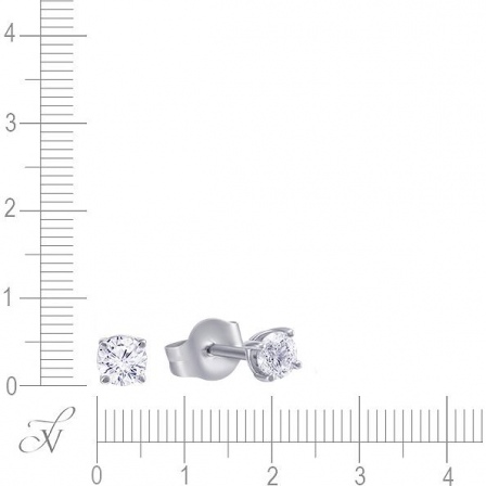Серьги с 2 бриллиантами из белого золота (арт. 708167)