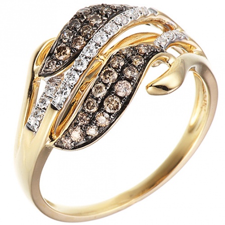 Кольцо с бриллиантами из желтого золота (арт. 730643)