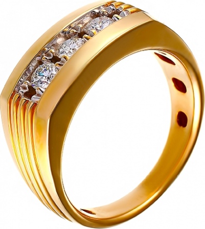 Кольцо с бриллиантами из желтого золота (арт. 730727)