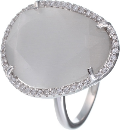 Кольцо с стеклом и фианитами из серебра (арт. 731708)