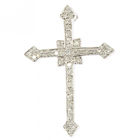 Крестик с бриллиантами из белого золота (арт. 732040)