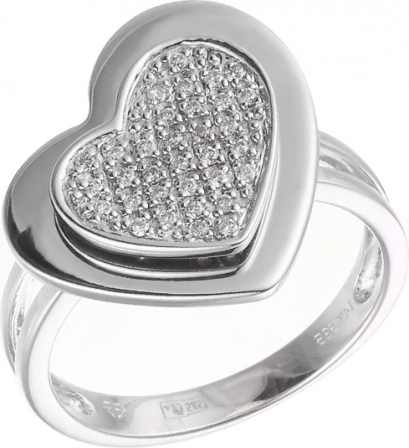 Кольцо Сердце с бриллиантами из белого золота (арт. 732359)