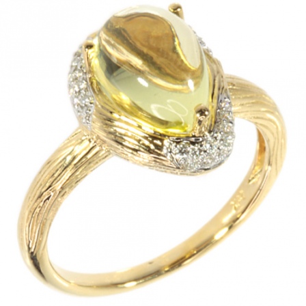 Кольцо с бриллиантами, кварцем из желтого золота (арт. 732522)