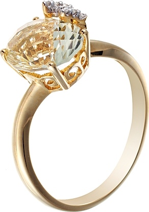 Кольцо с бриллиантами, кварцем из желтого золота (арт. 732524)