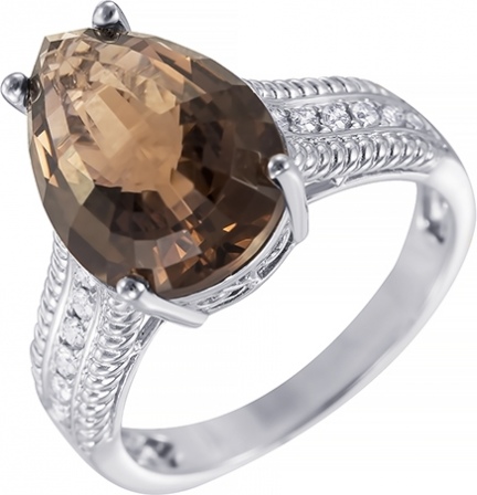 Кольцо с бриллиантами, раухтопазом из белого золота (арт. 732570)