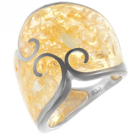 Кольцо с аквамарином, цитрином из серебра (арт. 733598)