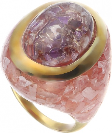 Кольцо с кварцем, аметистом из серебра (арт. 734081)