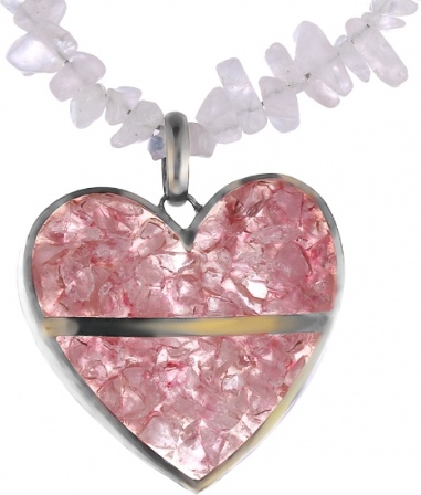 Колье Сердце с кварцем из серебра (арт. 734120)