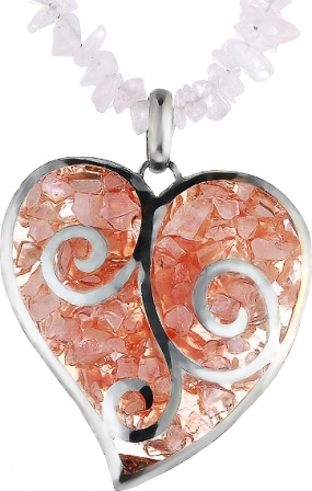 Колье Сердце с кварцем из серебра (арт. 734201)