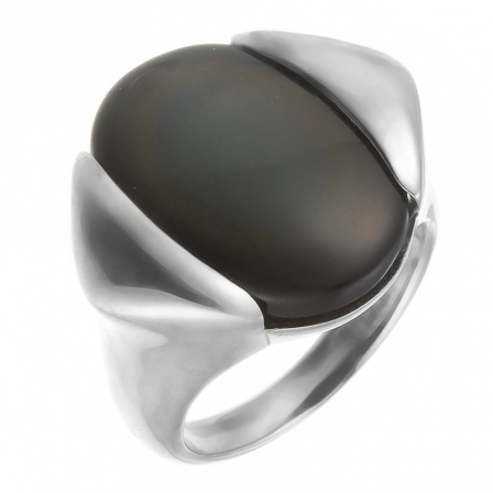 Кольцо с обсидианом из серебра (арт. 734524)